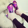 Pantofole Donna Stili britannici e americani Diapositive Graffiti Crystal Colorful Block Heels 5cm Front Open Toe Shoes Outdoor Street