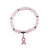 Charm Bracelets Conscientização do Câncer de Mama Contas de Cristal Rosa Charms Fita AIDS Para Mulheres Homens Jóias