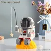 Diecast Model Astronaut Building Blocks with Light Mini Micro Space Moon Satellite Diamond Block Tegel Constructor Leksaker för barn 230705