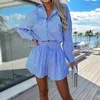 Survêtements femme bureau plage tenues mode revers simple boutonnage chemise cordon Shorts 2pc ensemble été rayé imprimé longue