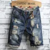 Heren Jeans 2019 Nieuwe Zomer Mode Jeans Heren Persoonlijkheid Patch Retro Denim Shorts Broek Mannen Designer Gat Shorts Heren Mode Shorts Z230707