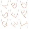 Anhänger Halsketten Personalisierte Anfangsbuchstaben Halskette Frauen 26 Alphabet Gold Silber Rose Charm Kette Für Männer Modeschmuck Geschenk Dro Dh5Po