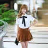 Frauen Blusen Koreanische Frauen Elegante Fliege Weiß Chiffon Casual Shirt Damen Tops Schule Blusas Weibliche Kleidung