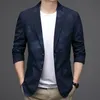 Herrenanzüge Blazer Herrenmode Frühling Mittelarm Ein-Knopf-Anzugoberteil Jacke Slim Fit Kleiner Anzug Lässiger einreihiger Mantel mit Schnalle und Karomuster 230705