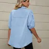 Damenblusen im europäischen Stil, Sommer-Jeans-Frau, kurzärmlig, Bluse, Denim, lässiges Top für Damen