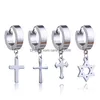 Dangle Chandelier Stainless Steel Cross Star Fake Piercing Earrings Men Hypoallergenic Non-Piercing Clip On Hoop For Women Punk Je Dhrl4