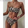 Maillots de bain pour femmes Bikini léopard taille haute maillot de bain femmes Bikini Push Up Bandeau femmes hors épaule plage maillot de bain maillot de bain brésilien Z230705