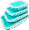 Lunchboxen Set van 4 opvouwbare siliconen voedselopslagcontainer Resterende maaltijdbox voor keuken Bento Lunchboxen BPA-vrij Magnetron 230704