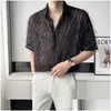 Men'S Casual Shirts Mens Man Sexy Mesh Hollow Shirt Men See Through Short Sleeve Club Dj Dance Stage Guitar Show Costumes Punk Loose Dhfop