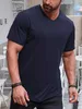 T-shirt da uomo T-shirt tinta unita con scollo a V Manica corta Abbigliamento Abbigliamento Muscle Slim Fit Comfort Grande e alto