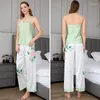 Ropa de dormir para mujer, 3 uds., bata, pijama, traje de verano para mujer, lencería de satén, albornoz estampado, camisola, conjunto de dormir, Kimono informal, ropa para el hogar