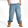 Мужские джинсы Оптовые мужчины мешковатые джинсы Большой размер мужские джинсы хип -хоп длинный свободный модный скейтборд расслабленные джинсы мужские брюки мужские гаремы 42 44 46 Z230707