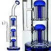 13inch Double Three Chamber Glass Bong Hookahs Blue Stereo Matrix Water Pipes Arm Tree Perc Smoking Pipe Recycler Dab Rig Bubblers free shipping