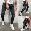 Fashion-Mens Black 19ss Biker Jeans Ripped Distressed Printemps Été Crayon Pantalon Hombres Jean Pantalones277P