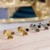 Charms di fascino Marchio di lusso V Materiale oro Dolci Mini trifoglio Leves Fiore Orecchini per donna Moda gioielli in argento rosa 18 carati Z230706