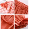 Clothing Sets 4-12y Girls Elegant Suit Summer Korean Fashion Casual Quality Sleeveless Plaid Top Cropped Trousers 2-piece For Kids Teens