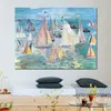 Seascape Abstract Canvas Art Regatta Pittura a olio dipinta a mano Pezzo per la decorazione domestica