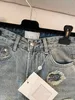 Chanelity Jeans Högkvalitativ mode Kvinnors knälängd Rippade jeans för kvinnors hål plus storlek Denim Shorts Hög midja Jeans Taille Haute Women Kvinnlig Jean Femme T8