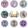 Gardiner 8st Diy Diamond Målning Coaster med hållare Animal Pattern Drink Cup Cushion Nonslip Table Placemat Insolation Pad Home Decor