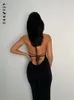 Casual Dresses BoozRey Elegant Fashion Halter Sexy Backless Draped Maxi Dress Women 2022 Summer Women Party Long Straps Shift Dresses Clothes J230705