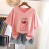 Kadınlar Artı Boyut Tshirt 100 Pamuk L6xl T Shirt Tshirt Kısa Kollu Kadınlar Top V Boyun Yaz Japon Tatlı Büyük Boy Gömlek 230705