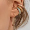 Stud Earrings KSRA Elegant Female Boho Multicolor Simple Zircon Ear Clip Brass For Women Geometric Trend Metal Jewelry Gift