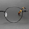 Okulary przeciwsłoneczne ramy włoskiego projektanta czyste tytanowe okulary ramy Mężczyzn Vintage okrągłe okulary okularów ręcznie robione okulary na receptę RLT5891