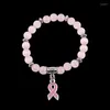 Charm Armbanden Borstkanker Awareness Kralen Roze Kristal Kralen Bedels AIDS Lint Voor Vrouwen Mannen Sieraden