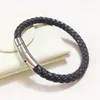 Braccialetti con ciondoli 6mm Bracciale intrecciato in vera pelle marrone nero per uomo Braccialetti con fibbia magnetica in acciaio inossidabile 316L Regali gioielli