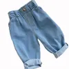 Jeans 2023 outono e inverno roupas de bebê menina menino cintura alta cor sólida quente para fora roupas infantis 230704