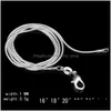 Chains 925 Sterling Sier Smooth Snake Necklaces For Women Fashion Jewelry Lobster Clasp 1Mm Chain Size 16-30 Inch Drop Delivery Penda Dhpij