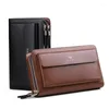 Wallets Business Mens Brand Clutch Bags Leather Phone Organizer Large Men Zipper Hand Bag Gift For 162