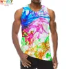 Regatas masculinas Arco-íris Top masculino estampado em 3D colorido sem mangas estampado colete gráfico multicolorido camiseta esportiva academia praia tanques 230704