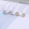 Серьги -серьги -грибы Rhinestone Цветочный розовый золотой цвет модные бренд Кристалл снежинок Свадебные украшения для женщин распродажа e616