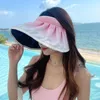 Chapeaux à large bord Chapeaux seau 5112 Mode été Chapeau de soleil pour femme Style de plage Grand bord se cache dans le soleil Chapeau de protection UV Fille Vide Chapeau haut de forme Portable Chapeau 230704