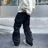 Мужские брюки Y2K Съемные коленные коленные съемные многократные грузовые штаны Упругие брюки.