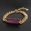 Charm Armband Funmode Hip Hop Röd Blå Cubic Zircon Pave Baguette För Kvinnor Armband Gåva Partihandel FB147