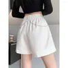 Women's Shorts Summer Loose Chain Elastic High Waist Women Fashion Casual Patchwork A-Line Black Khaki Beige Short Ladies Clothes