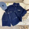 Camisolas 2023 Primavera Verão Roupas Crianças Meninos Terno Tops Denim Calças Jeans Conjunto 2Pçs Infantis Roupas Casuais Roupas Crianças 2 12 anos 230704