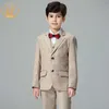 Suits Nimble 2023 Spring Autumn Formal Suit for Boy Children Party Host Wedding Costume Coat Vest Pants 3Pcs Khaki Wholesale ClothingHKD230704