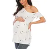 2023 New Love Off spalla manica corta Top grande t-shirt da donna incinta