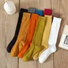 Femmes chaussettes 1 paire rétro longue coton automne hiver tricot coréen japonais filles bas