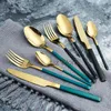 Colorful Handle Dinnerware Sets Stainless Steel Knife Fork Spoon Steak Knives Dessert Cake Scoop Fruits Forks Western Food Set TH0910