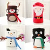 Cartoon Christmas Flannel Blankets Foldable Santa Claus Snowman Penguin Deer Pattern Carpet Washable Keep Warm Soft Throw Blanket Q275