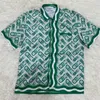 Camisas Casuais Masculinas Moda Curto Camisas CASABLANCA Seda Macia Homens Mulheres Casal Havaiano Verde Abacaxi Shade Camisa Tops Tee 230704