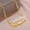 Pendant Necklaces Custom butterfly necklace double-layer two tone Iris japonica personalized name necklace 230704