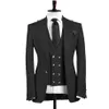 Slim Fit Peaked Revers Noir Business Men Suits Men 3 Pieces229Q