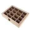 Jewelry Pouches Unfinished Plain Wooden Box 16 Grids With Top Glasses Keepsake Gift Trinkets Storage Case 27x21x5cm