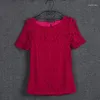 Blusas de mujer, verano 2023, camisas elegantes para mujer, camisa de manga corta con cuello redondo, blusas de encaje, Top de talla grande S-5XL