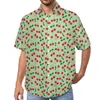 Мужские повседневные рубашки ретро вишня свободная рубашка мужчина пляж винтажный фруктовый принт гавайский графический графический с короткими рукавами